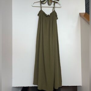100% Cotton Olive Green Maxi Dress